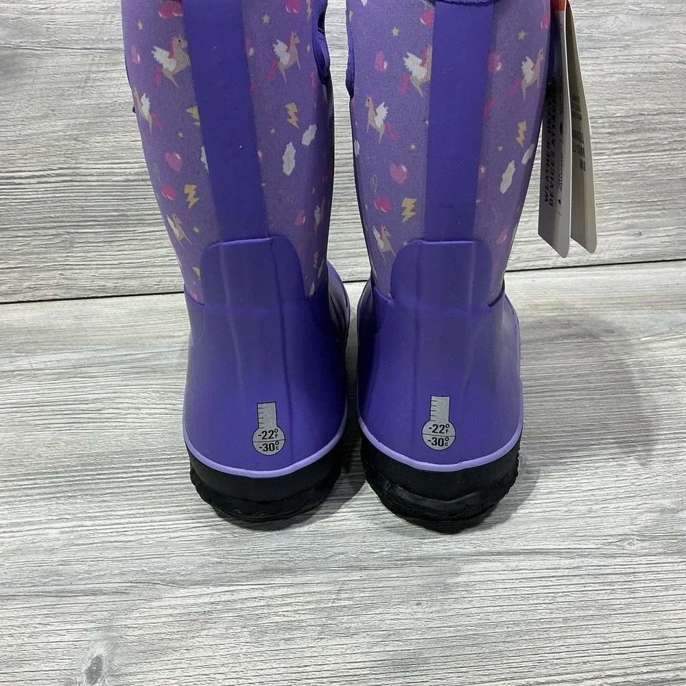 BOGS Girls Grasp Pegasus Size 6 Classic Waterproof Snow Boot Purple Unicorn NEW